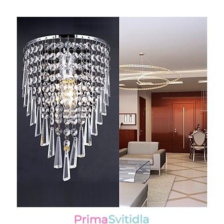 Elegantní křišťálové nástěnné svítidlo s 1 světlem Elegantní křišťálové nástěnné svítidlo s 1 světlem