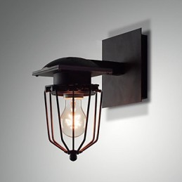 Retro tepané nástěnné lampy Jednohlavé starožitné nástěnné svítidlo Připomenutá lampa Loft American Iron Vintage Small Cages Nástěnná lampa
