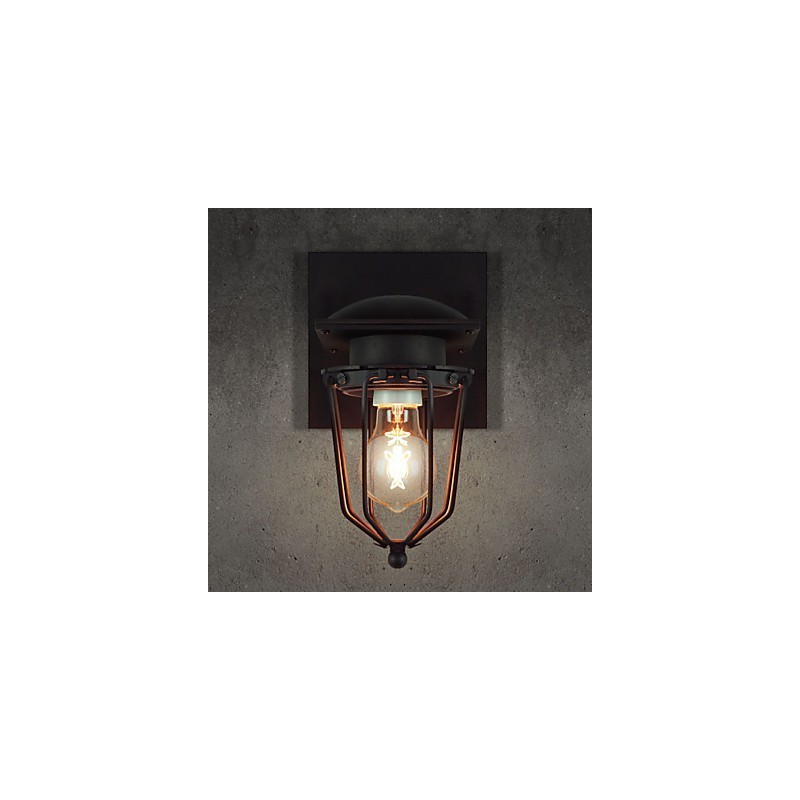 Retro tepané nástěnné lampy Jednohlavé starožitné nástěnné svítidlo Připomenutá lampa Loft American Iron Vintage Small Cages Nástěnná lampa