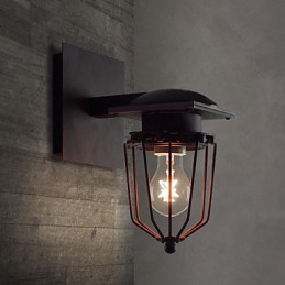 Retro tepané nástěnné lampy Jednohlavé starožitné nástěnné svítidlo Připomenutá lampa Loft American Iron Vintage Small Cages Nástěnná lampa