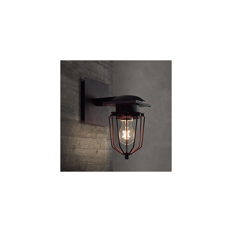 Retro tepané nástěnné lampy Jednohlavé starožitné nástěnné svítidlo Připomenutá lampa Loft American Iron Vintage Small Cages Nástěnná lampa