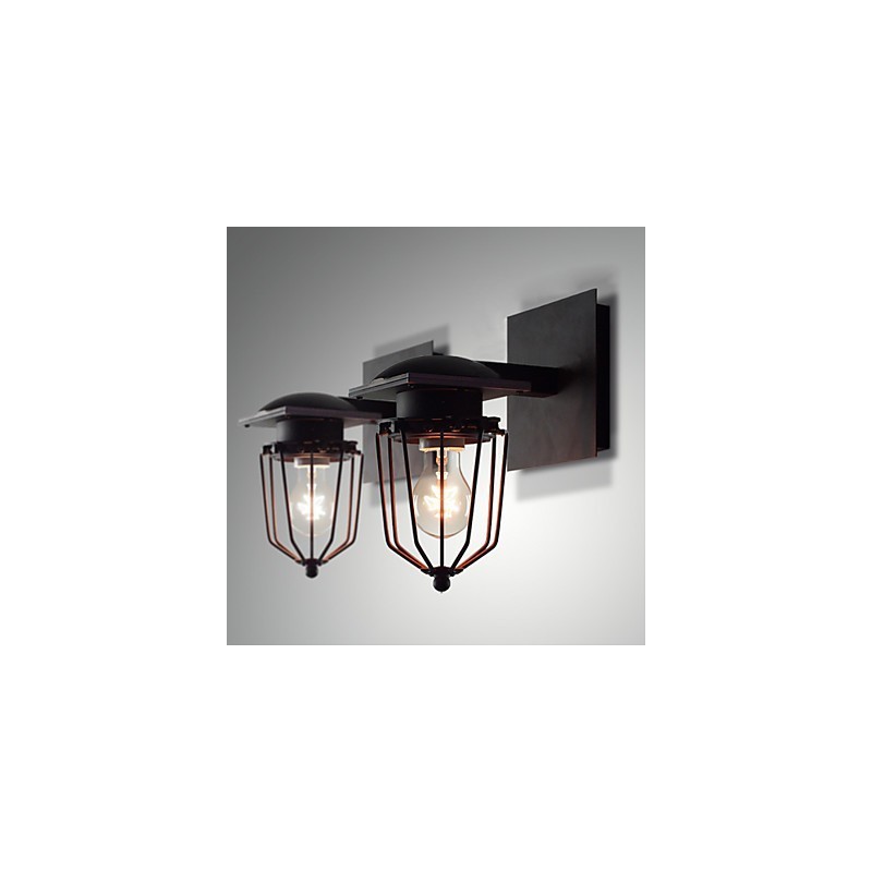 Retro tepané nástěnné lampy Jednohlavé starožitné nástěnné svítidlo Připomenutá lampa Loft American Iron Vintage Small Cages Nástěnná lampa