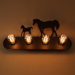 Americké vesnické pastorační LOFT Ložnice ulička Iron Retro nástěnné lampy s divokým koněm Doprava zdarma