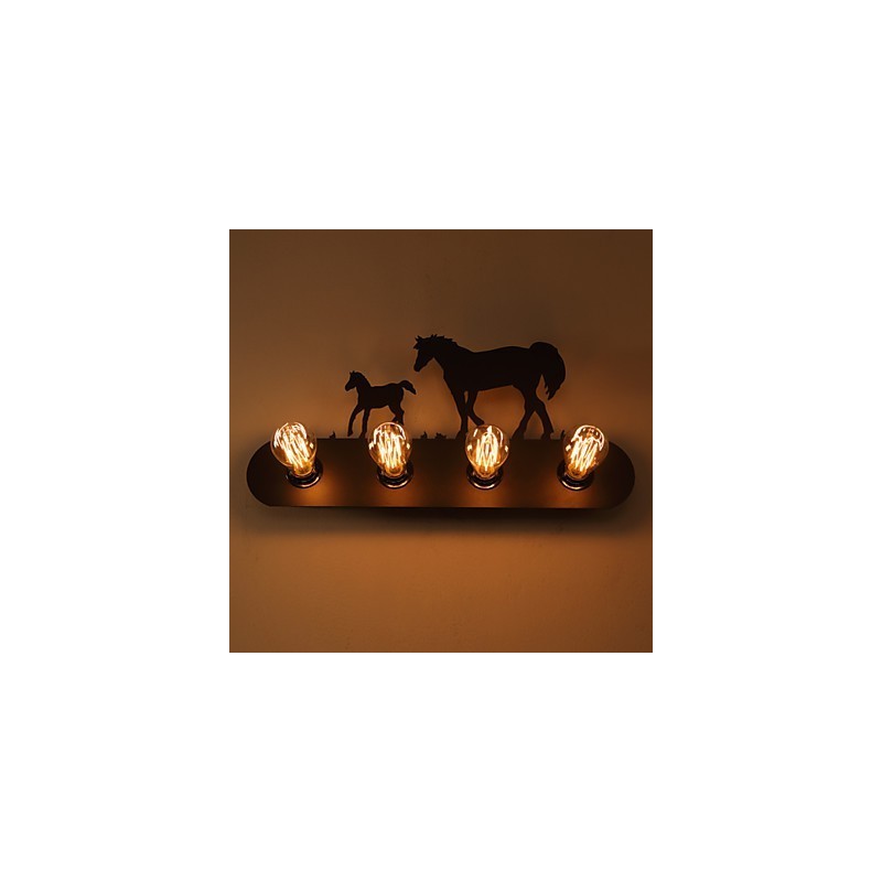 Americké vesnické pastorační LOFT Ložnice ulička Iron Retro nástěnné lampy s divokým koněm Doprava zdarma
