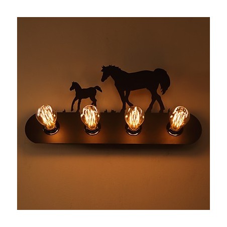Americké vesnické pastorační LOFT Ložnice ulička Iron Retro nástěnné lampy s divokým koněm Doprava zdarma Americké vesnické pastorační LOFT Ložnice ulička Iron Retro nástěnné lampy s divokým koněm Doprava zdarma