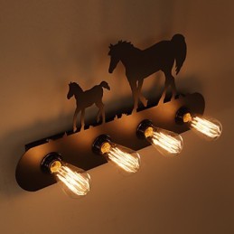 Americké vesnické pastorační LOFT Ložnice ulička Iron Retro nástěnné lampy s divokým koněm Doprava zdarma