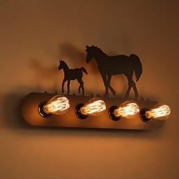 Americké vesnické pastorační LOFT Ložnice ulička Iron Retro nástěnné lampy s divokým koněm Doprava zdarma