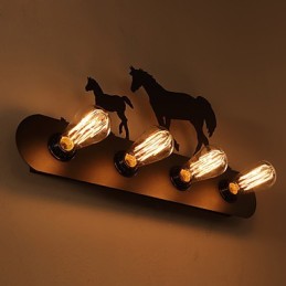 Americké vesnické pastorační LOFT Ložnice ulička Iron Retro nástěnné lampy s divokým koněm Doprava zdarma