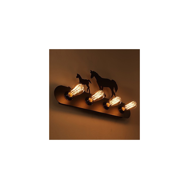 Americké vesnické pastorační LOFT Ložnice ulička Iron Retro nástěnné lampy s divokým koněm Doprava zdarma