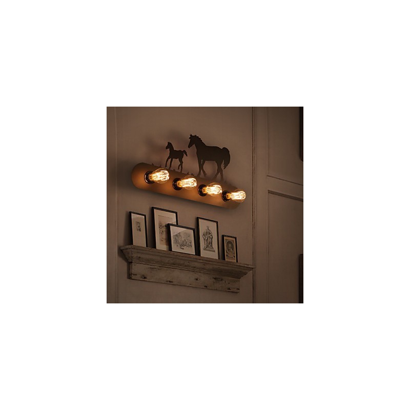 Americké vesnické pastorační LOFT Ložnice ulička Iron Retro nástěnné lampy s divokým koněm Doprava zdarma