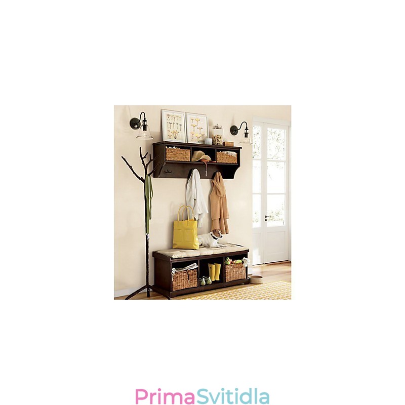 Železné nástěnné svítidlo inspirované přírodou s průhledným skleněným stínidlem