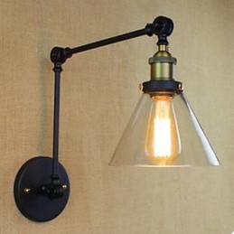 Němá černá Obnova starověkých způsobů venkovské restaurace Dekorace kavárny Skleněná nástěnná lampa