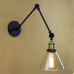 Němá černá Obnova starověkých způsobů venkovské restaurace Dekorace kavárny Skleněná nástěnná lampa