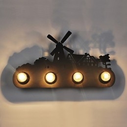4 světla American Village Pastorační LOFT Styl Ložnice Ulička Iron Retro nástěnné lampy