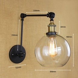 Dlouhé rameno skleněné stěny Železná Průmyslová Kreativní Teleskopická Ložnice Retro Nostalgická restaurace Skládací ulička