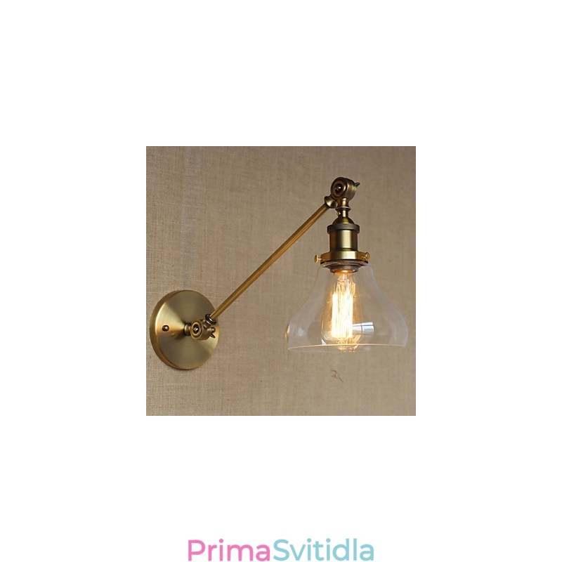 Nástěnná nástěnná nástěnná lampa do ložnice ve stylu Retro Creative American Country Hall The Iron Glass Bronz
