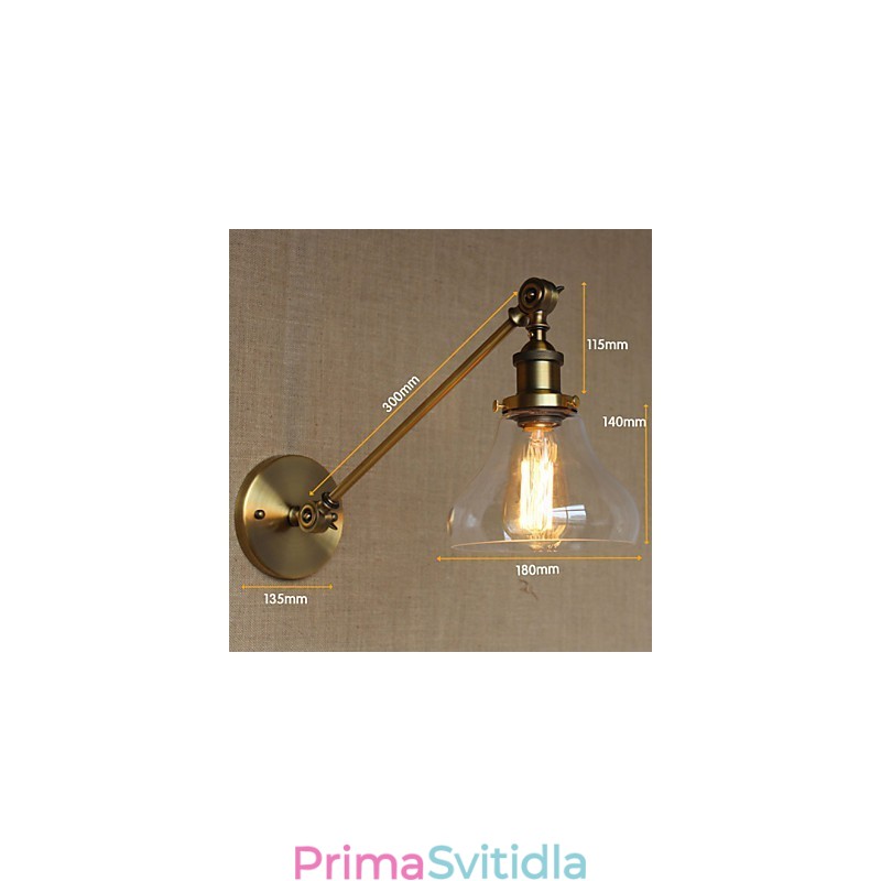 Nástěnná nástěnná nástěnná lampa do ložnice ve stylu Retro Creative American Country Hall The Iron Glass Bronz