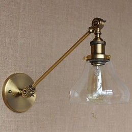Nástěnná nástěnná nástěnná lampa do ložnice ve stylu Retro Creative American Country Hall The Iron Glass Bronz