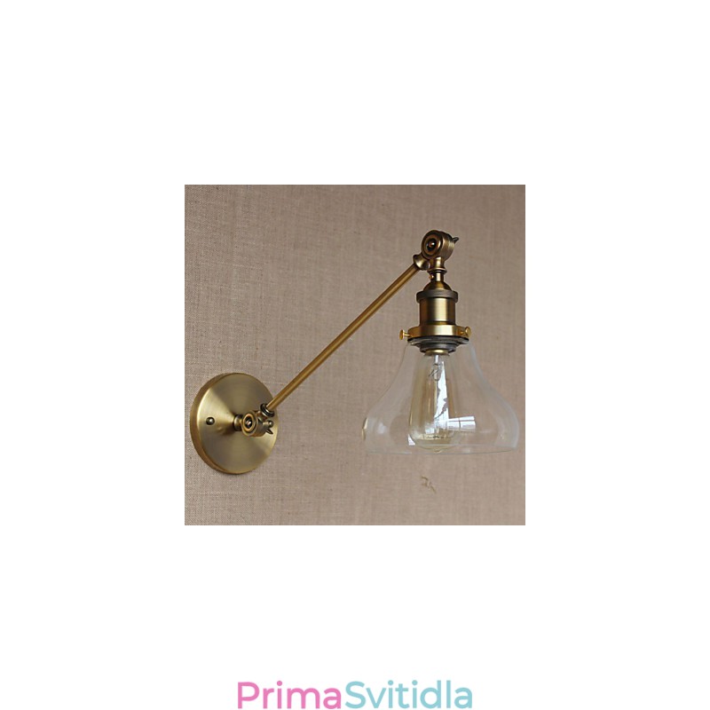 Nástěnná nástěnná nástěnná lampa do ložnice ve stylu Retro Creative American Country Hall The Iron Glass Bronz