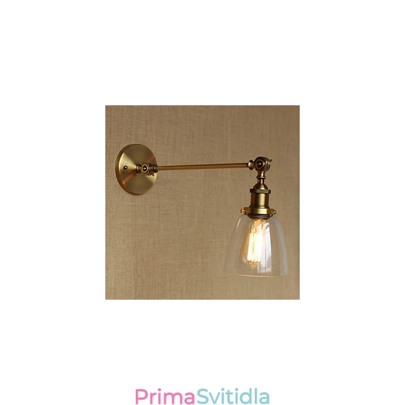 Nástěnná nástěnná nástěnná lampa do ložnice ve stylu Retro Creative American Country Hall The Iron Glass Bronz