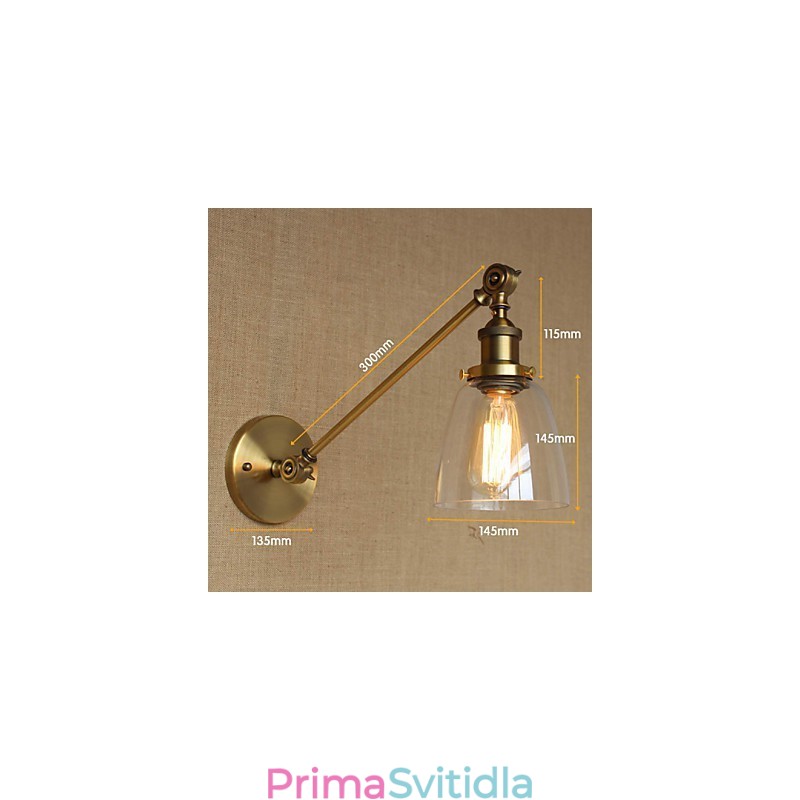 Nástěnná nástěnná nástěnná lampa do ložnice ve stylu Retro Creative American Country Hall The Iron Glass Bronz
