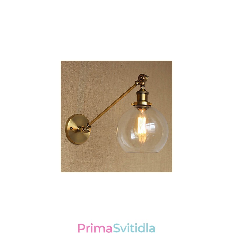 Nástěnná nástěnná nástěnná lampa do ložnice ve stylu Retro Creative American Country Hall The Iron Glass Bronz