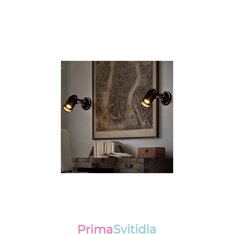 Vintage nástěnné svítidlo průmyslové černé tepané železo nástěnné svítidlo retro Econce svítidlo koridor nástěnné osvětlení