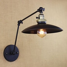 Americká minimalistická průmyslová železná nástěnná lampa s dlouhým ramenem a vypínačem