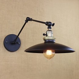 Americká minimalistická průmyslová železná nástěnná lampa s dlouhým ramenem a vypínačem