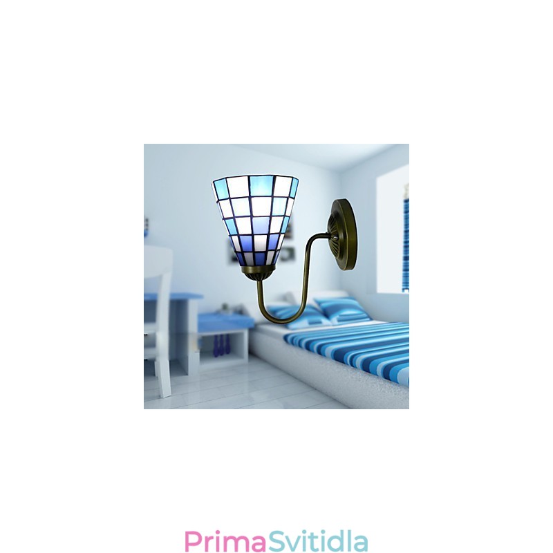15CM moderní a smluvní lampa z barevného skla nástěnná lampa Inn Blue And White Squares Lights