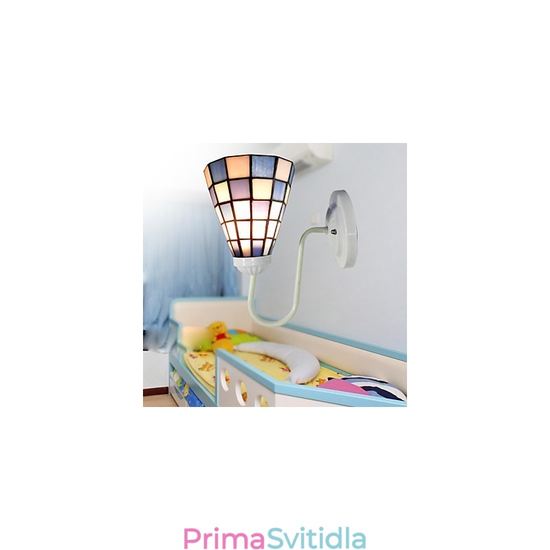 15CM moderní a smluvní lampa z barevného skla nástěnná lampa Inn Blue And White Squares Lights