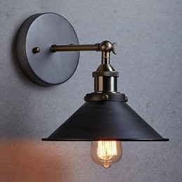 Industrial Vintage Edison Simplicity 1 Světlá nástěnná jídelna Studovna Kancelář Chodba Kovové nástěnné svítidlo