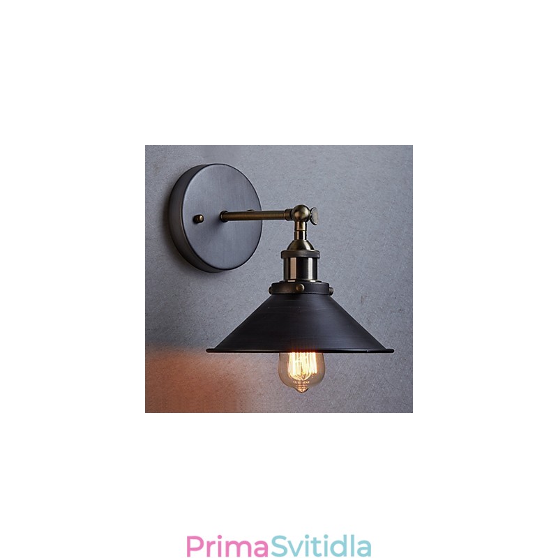 Industrial Vintage Edison Simplicity 1 Světlá nástěnná jídelna Studovna Kancelář Chodba Kovové nástěnné svítidlo