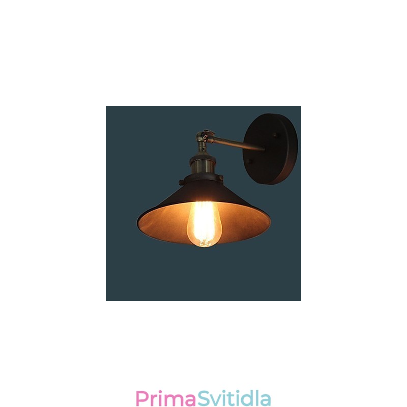 Industrial Vintage Edison Simplicity 1 Světlá nástěnná jídelna Studovna Kancelář Chodba Kovové nástěnné svítidlo