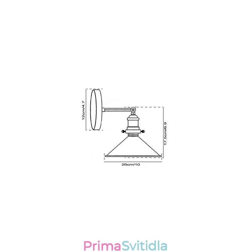 Industrial Vintage Edison Simplicity 1 Světlá nástěnná jídelna Studovna Kancelář Chodba Kovové nástěnné svítidlo