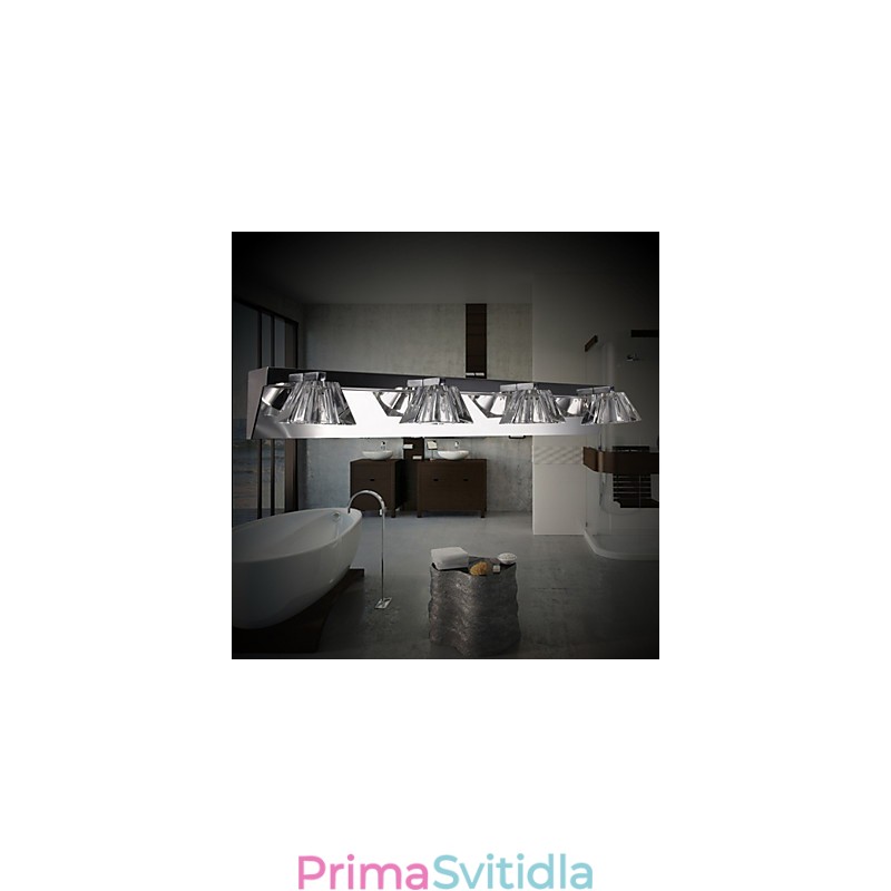 Moderní nástěnné svítidlo se skleněným stínidlem se 4 zrcadlovými světly