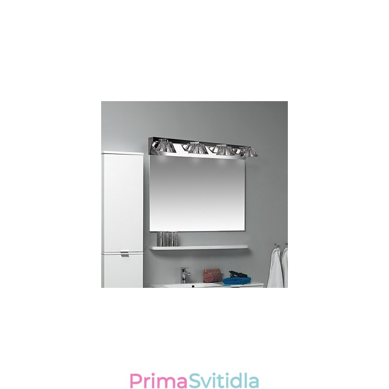 Moderní nástěnné svítidlo se skleněným stínidlem se 4 zrcadlovými světly