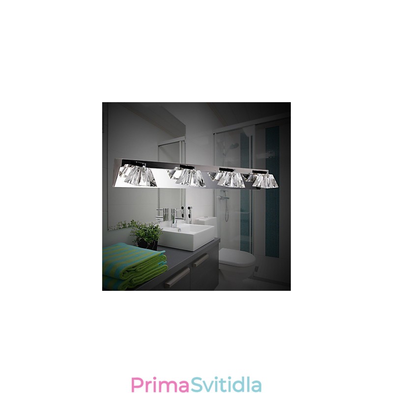 Moderní nástěnné svítidlo se skleněným stínidlem se 4 zrcadlovými světly