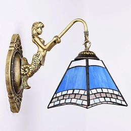 Evropská středomořská smluvní venkovská kreativní tepaná nástěnná lampa Skleněná světla