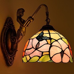 Evropská smluvní venkovská kreativní kovaná nástěnná lampa Skleněná světla