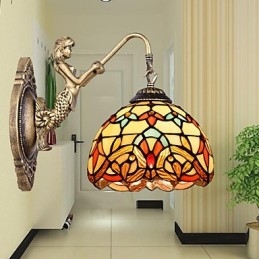 Evropská smluvní venkovská kreativní kovaná nástěnná lampa Skleněná světla