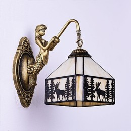 Christmas Deer European Contracted Venkovské kreativní tepané železo nástěnná lampa Skleněná světla