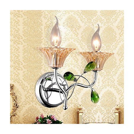 Nástěnné svícny Koupelnové osvětlení Svíčka Nástěnná svítidla Crystal Modern Contemporary Metal Nástěnné svícny Koupelnové osvětlení Svíčka Nástěnná svítidla Crystal Modern Contemporary Metal