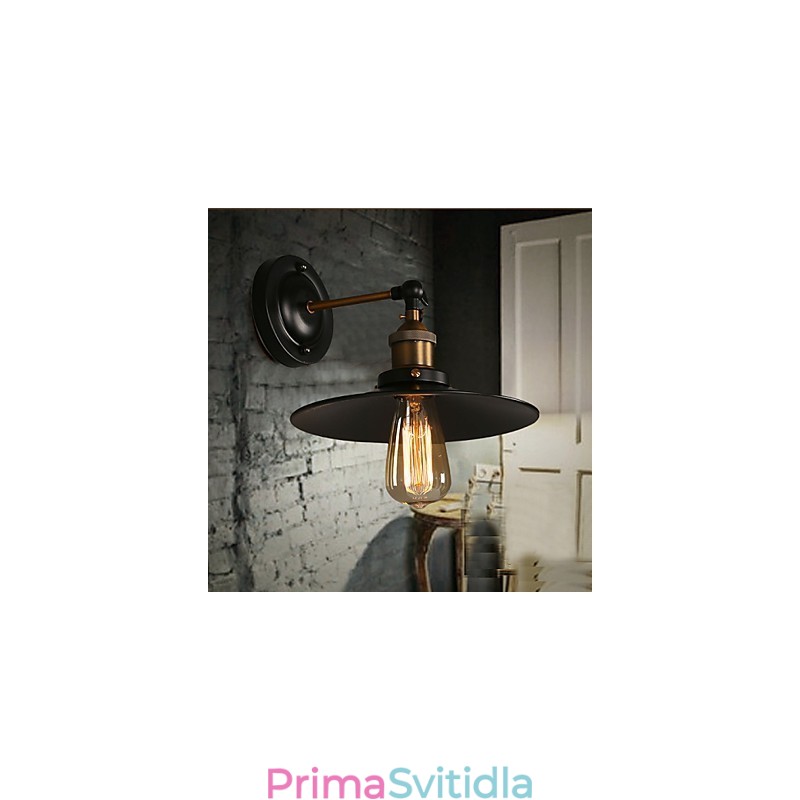 Creative Nordic Light Jednohlavá černá nástěnná lampa s deštníkem, která obnovuje starověké způsoby světla