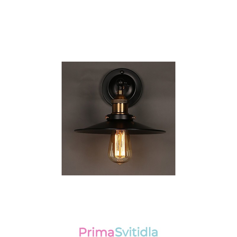 Creative Nordic Light Jednohlavá černá nástěnná lampa s deštníkem, která obnovuje starověké způsoby světla
