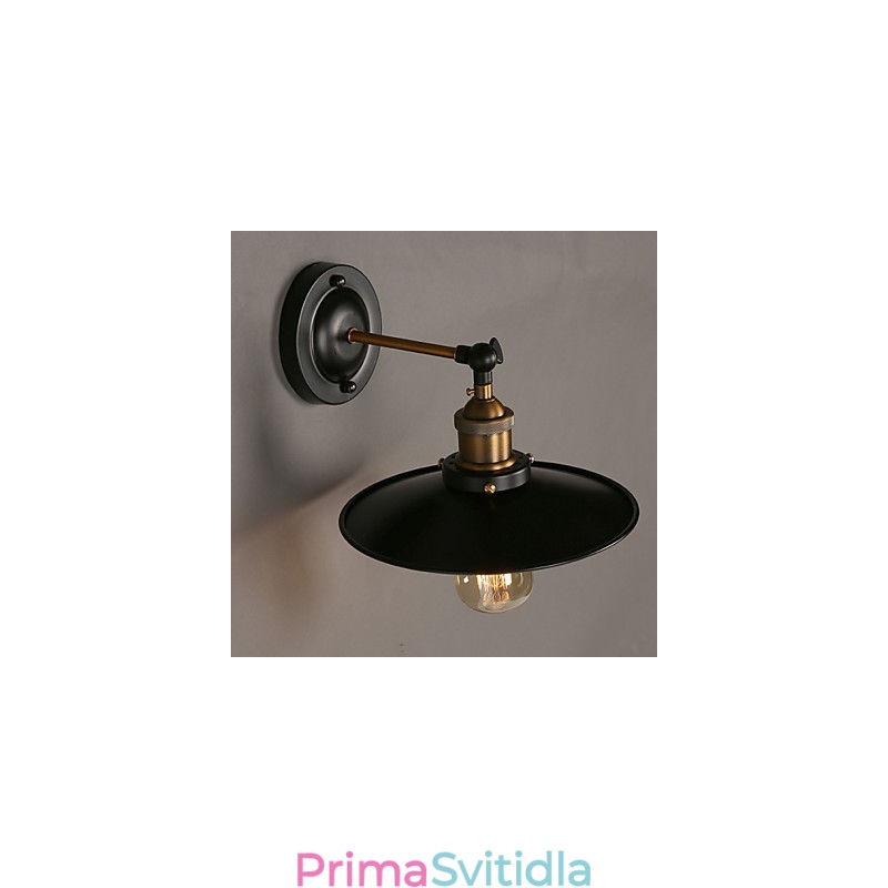 Creative Nordic Light Jednohlavá černá nástěnná lampa s deštníkem, která obnovuje starověké způsoby světla