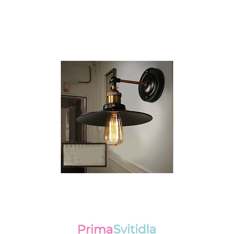 Creative Nordic Light Jednohlavá černá nástěnná lampa s deštníkem, která obnovuje starověké způsoby světla