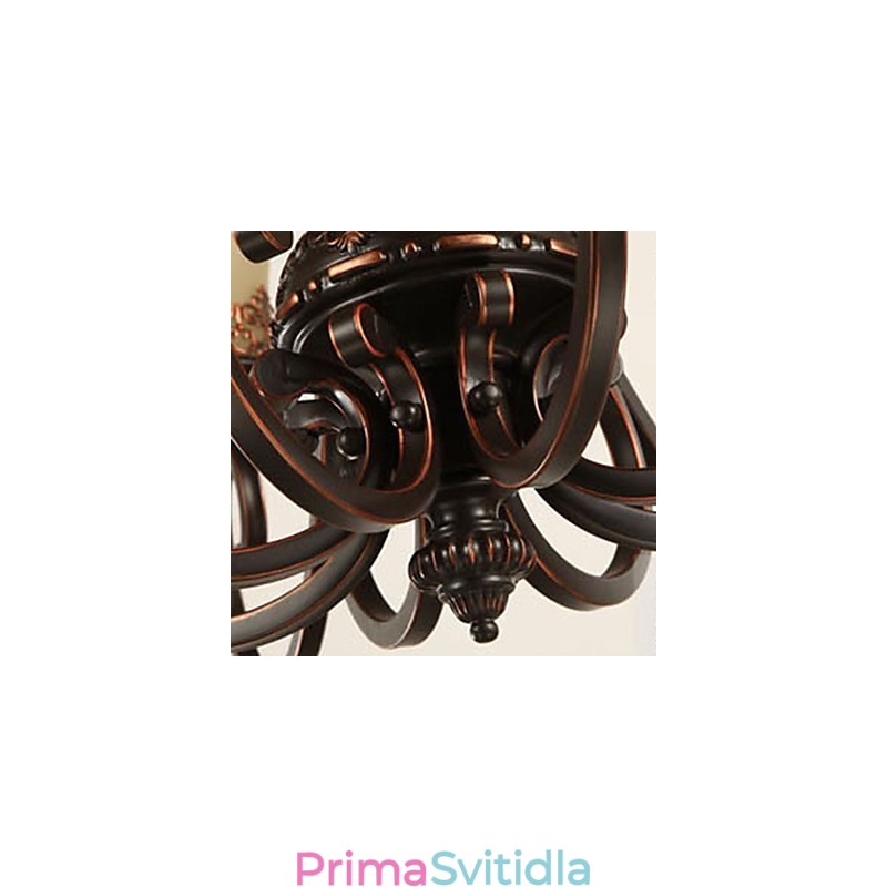 Lustrové závěsné svítidlo 6 světel Stínidlo dolů Vintage Country kov+sklo