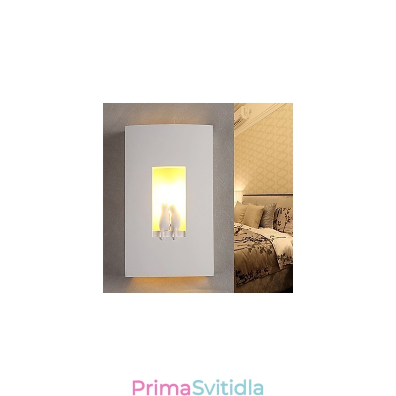 Módní teplé dětské pokojové závěsné světlo Creative Kitty sádrové nástěnné lampy