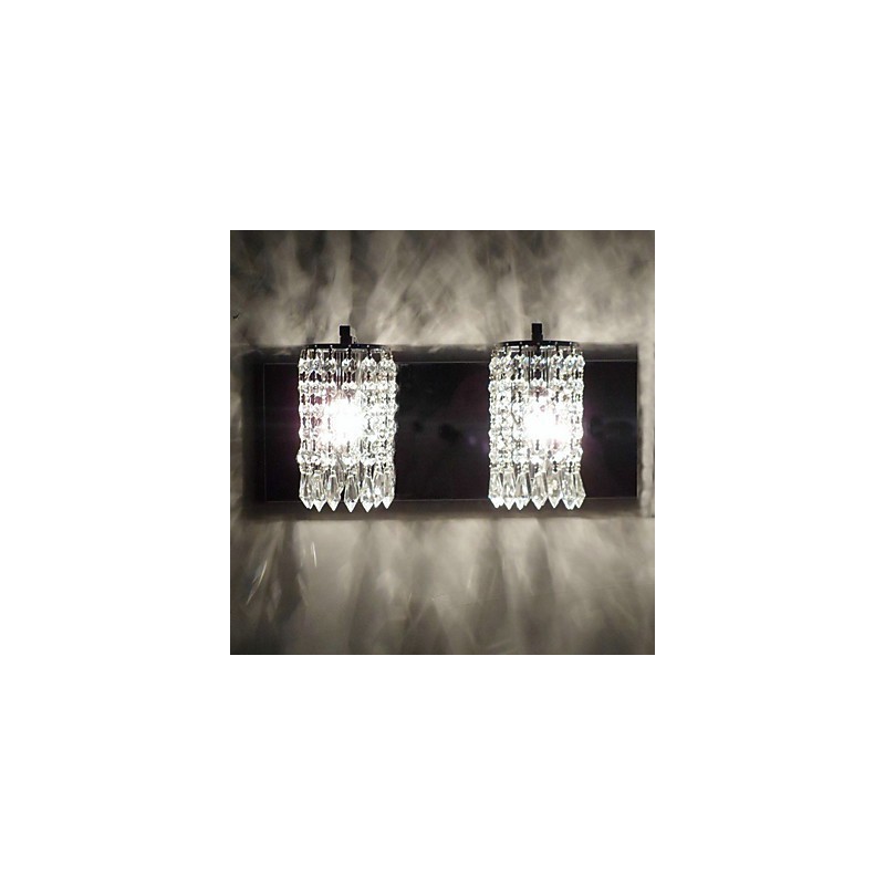 Moderní nástěnné svítidlo s křišťálovými přívěsky a 2 svítidly v lesklém chromu